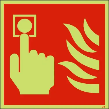 Click Here To Enlarge This Photo Of Photoluminescent &lpar;Glow in the Dark&rpar; Rigid Plastic &lpar;Class C&rpar; Fire Alarm Symbol Sign