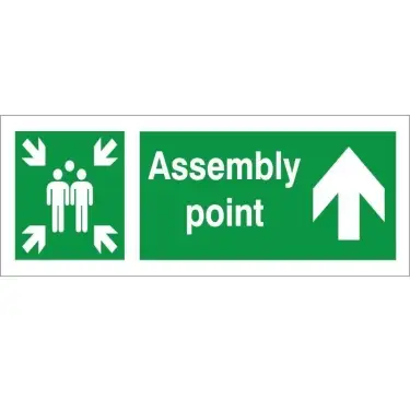Click Here To Enlarge This Photo Of Rigid Plastic &lpar;1mm&rpar; Assembly Point Arrow Up Sign - 400mm x 150mm