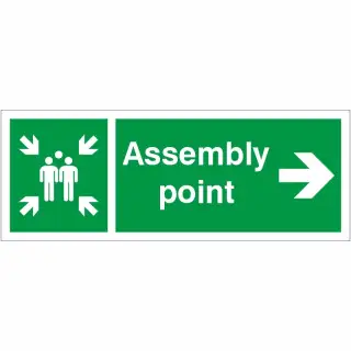 Self Adhesive Vinyl Assembly Point Arrow Right Sign - 400mm x 150mm
