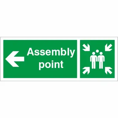 Click Here To Enlarge This Photo Of Self Adhesive Vinyl Assembly Point Arrow Left Sign - 400mm x 150mm