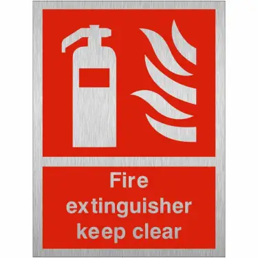 Click Here To Enlarge This Photo Of Brushed Aluminium &lpar;3mm&rpar; Fire Extinguisher Keep Clear Sign