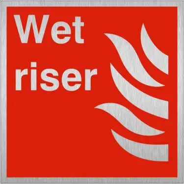 Click Here To Enlarge This Photo Of Brushed Aluminium &lpar;3mm&rpar; Wet Riser Sign - 200mm x 200mm