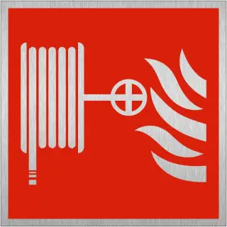 Brushed Aluminium &lpar;3mm&rpar; Fire Hose Reel Sign - 200mm x 200mm