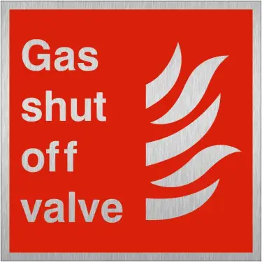 Click Here To Enlarge This Photo Of Brushed Aluminium &lpar;3mm&rpar; Gas Shut Off Valve Sign