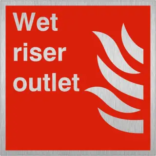 Brushed Aluminium &lpar;3mm&rpar; Wet Riser Outlet Sign - 200mm x 200mm