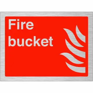 Brushed Aluminium &lpar;3mm&rpar; Fire Bucket Sign - 200mm x 150mm