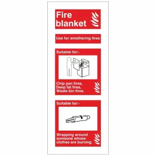 Brushed Aluminium &lpar;3mm&rpar; Fire Blanket Sign - 75mm x 200mm