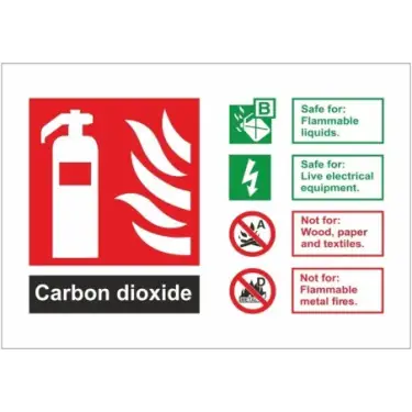 Click Here To Enlarge This Photo Of Self Adhesive Vinyl Carbon Dioxide Fire Extinguisher ID Sign - 150mm x 100mm