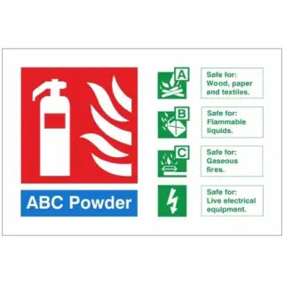 Rigid Plastic &lpar;1mm&rpar; ABC Powder Fire Extinguisher ID Sign - 150mm x 100mm