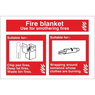 Click Here To Enlarge This Photo Of Rigid Plastic &lpar;1mm&rpar; Fire Blanket Identification Sign - 150mm x 100mm