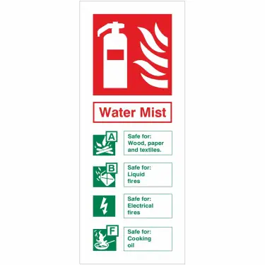 Click Here To Enlarge This Photo Of Rigid Plastic &lpar;1mm&rpar; Water Mist Sign - 75mm x 200mm