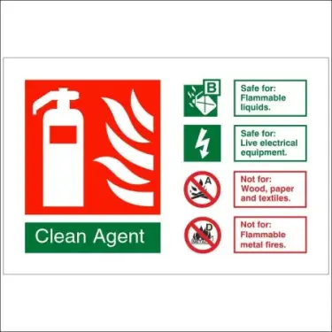 Click Here To Enlarge This Photo Of Rigid Plastic &lpar;1mm&rpar; Clean Agent Fire Extinguisher ID Sign - 150mm x 100mm