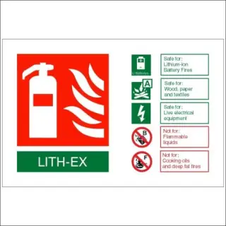 Rigid Plastic &lpar;1mm&rpar; LITH-EX Fire Extinguisher ID Sign - 150mm x 100mm