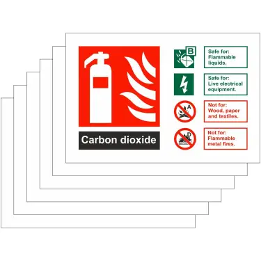 Click Here To Enlarge This Photo Of Rigid Plastic &lpar;1mm&rpar; 6-Pack Carbon Dioxide Fire Identification Signs - 150mm x 100mm