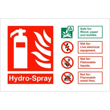 Click Here To Enlarge This Photo Of Photoluminescent &lpar;Glow in the Dark&rpar; Self Adhesive &lpar;Class C&rpar; Hydro-Spray Fire Extinguisher Sign - 150mm x 100mm