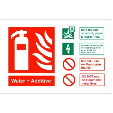 Click Here To Enlarge This Photo Of Rigid Plastic &lpar;1mm&rpar; Water &plus; Additive Fire Identification Sign - 150mm x 100mm