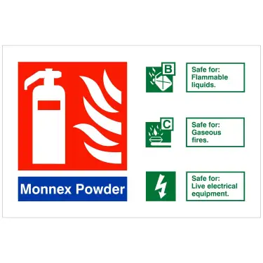 Click Here To Enlarge This Photo Of Rigid Plastic &lpar;1mm&rpar; Monnex Powder Fire Identification Sign - 150mm x 100mm