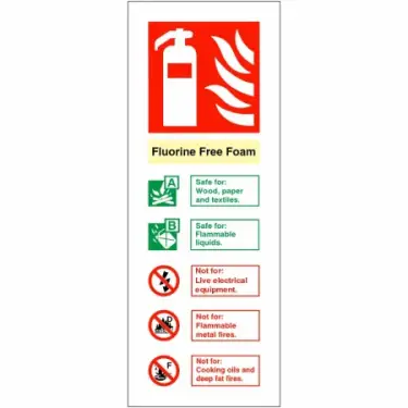 Click Here To Enlarge This Photo Of Rigid Plastic &lpar;1mm&rpar; Fluorine Free Foam Fire Extinguisher ID Sign - 75mm x 200mm