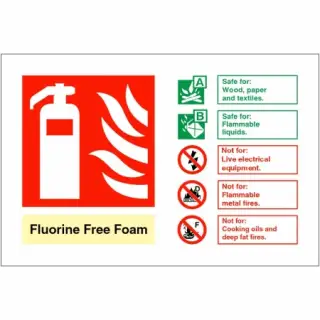 Brushed Aluminium &lpar;3mm&rpar; Fluorine Free Foam Fire Extinguisher ID Sign - 150mm x 100mm