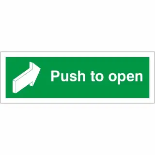 Rigid Plastic &lpar;1mm&rpar; Push To Open Instruction Sign - 300mm x 100mm