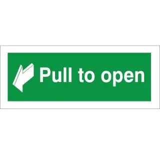 Rigid Plastic &lpar;1mm&rpar; Pull To Open Instruction Sign - 300mm x 100mm