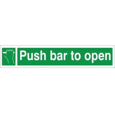 Click Here To Enlarge This Photo Of Rigid Plastic &lpar;1mm&rpar; Push Bar To Open Instruction Sign