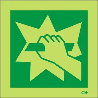 Photoluminescent &lpar;Glow in the Dark&rpar; Rigid Plastic &lpar;Class C&rpar; In Case Of Fire Break Glass Sign - 100mm x 100mm