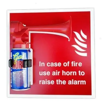 Click Here To Enlarge This Photo Of Rigid Plastic &lpar;1mm&rpar; In Case Of Fire use Air Horn To Raise The Alarm Sign &lpar;Horn Included&rpar; -