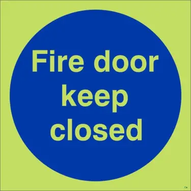Click Here To Enlarge This Photo Of Photoluminescent &lpar;Glow in the Dark&rpar; Rigid Plastic &lpar;Class C&rpar; Fire Door Keep Closed Door Sign - 100mm x 100mm