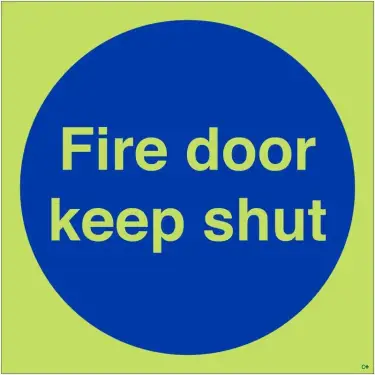 Click Here To Enlarge This Photo Of Photoluminescent &lpar;Glow in the Dark&rpar; Rigid Plastic &lpar;Class C&rpar; Fire Door Keep Shut Door Sign - 100mm x 100mm