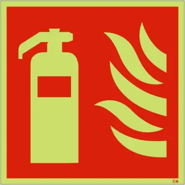 Click Here To Enlarge This Photo Of Photoluminescent &lpar;Glow in the Dark&rpar; Rigid Plastic &lpar;Class C&rpar; Fire Extinguisher Symbol Sign