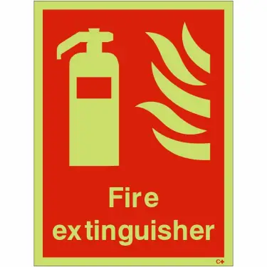 Click Here To Enlarge This Photo Of Photoluminescent &lpar;Glow in the Dark&rpar; Self Adhesive &lpar;Class C&rpar; Fire Extinguisher Sign - 150mm x 200mm