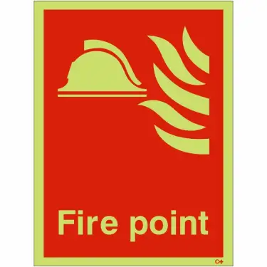 Click Here To Enlarge This Photo Of Photoluminescent &lpar;Glow in the Dark&rpar; Self Adhesive &lpar;Class C&rpar; Fire Point Sign - 150mm x 200mm