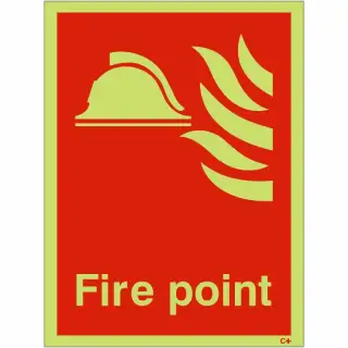 Photoluminescent &lpar;Glow in the Dark&rpar; Self Adhesive &lpar;Class C&rpar; Fire Point Sign - 150mm x 200mm