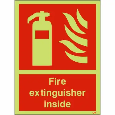 Click Here To Enlarge This Photo Of Photoluminescent &lpar;Glow in the Dark&rpar; Self Adhesive &lpar;Class C&rpar; Fire Extinguisher Inside Sign - 150mm x 200mm