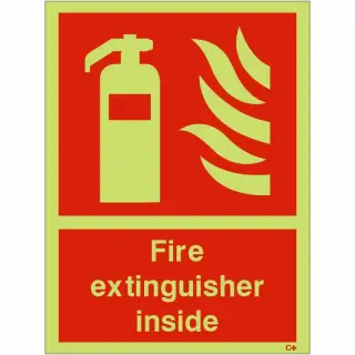 Photoluminescent &lpar;Glow in the Dark&rpar; Self Adhesive &lpar;Class C&rpar; Fire Extinguisher Inside Sign - 150mm x 200mm