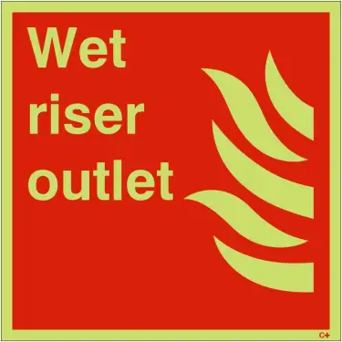 Click Here To Enlarge This Photo Of Photoluminescent &lpar;Glow in the Dark&rpar; Self Adhesive &lpar;Class C&rpar; Wet Riser Outlet Sign - 200mm x 200mm