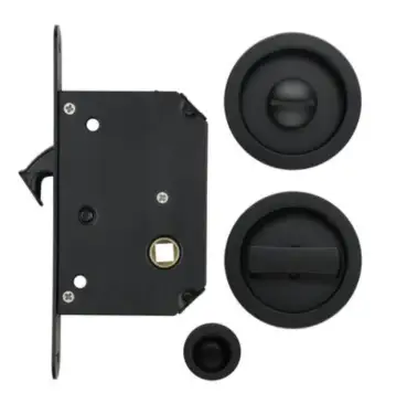 Click Here To Enlarge This Photo Of FB81MB - Zoo Hardware Fulton & Bray Sliding Door Privacy Lock Set &lpar;35-45mm Thick Doors&rpar; - Matt Black