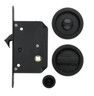 FB81MB - Zoo Hardware Fulton & Bray Sliding Door Privacy Lock Set &lpar;35-45mm Thick Doors&rpar; - Matt Black