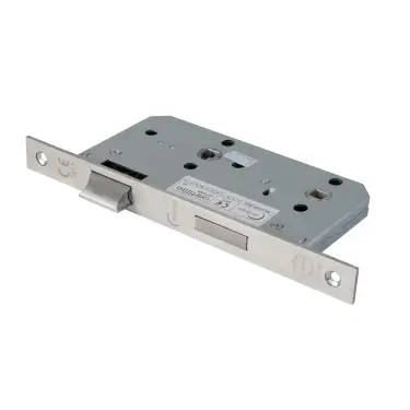 Click Here To Enlarge This Photo Of Eclipse 71413 DIN Bathroom Lock 60mm - &lpar;22mm Square Forend&rpar; - Satin Stainless Steel