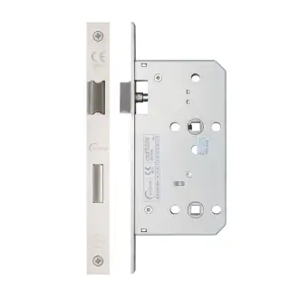Eclipse 71413 DIN Bathroom Lock 60mm - &lpar;22mm Square Forend&rpar; - Satin Stainless Steel