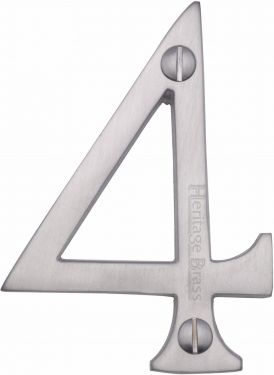 Click Here To Enlarge This Photo Of C1560 4-SC Heritage Brass Numeral 4 Face Fix 76mm &lpar;3"&rpar; Satin Chrome Finish
