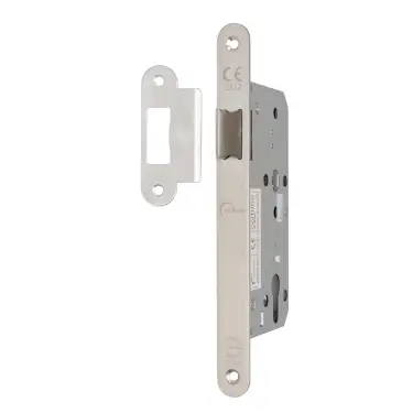 Click Here To Enlarge This Photo Of Eclipse 71421 DIN Latch 60mm - &lpar;22mm Radius Forend&rpar; - Satin Stainless Steel