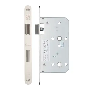 Click Here To Enlarge This Photo Of Eclipse 71423 DIN Bathroom Lock 60mm - &lpar;22mm Radius Forend&rpar; - Satin Stainless Steel