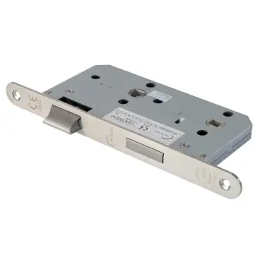 Click Here To Enlarge This Photo Of Eclipse 71423 DIN Bathroom Lock 60mm - &lpar;22mm Radius Forend&rpar; - Satin Stainless Steel