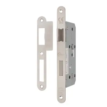 Click Here To Enlarge This Photo Of Eclipse 71423 DIN Bathroom Lock 60mm - &lpar;22mm Radius Forend&rpar; - Satin Stainless Steel