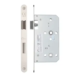 Eclipse 71423 DIN Bathroom Lock 60mm - &lpar;22mm Radius Forend&rpar; - Satin Stainless Steel