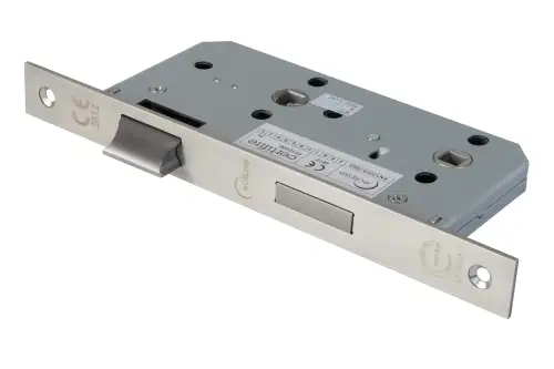 Click Here To Enlarge This Photo Of Eclipse 71433 DIN Bathroom Lock 55mm - &lpar;24mm Square Forend&rpar; - Satin Stainless Steel