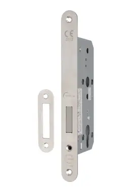 Click Here To Enlarge This Photo Of Eclipse 71442 DIN Euro Deadlock 55mm - &lpar;24mm Radius Forend&rpar; - Satin Stainless Steel