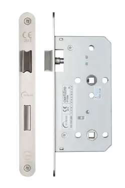 Click Here To Enlarge This Photo Of Eclipse 71443 DIN Bathroom Lock 55mm - &lpar;24mm Radius Forend&rpar; - Satin Stainless Steel